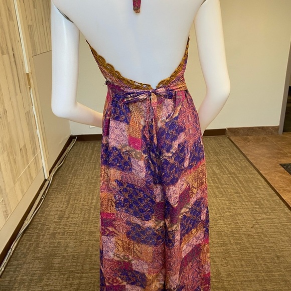 Multicolored print chiffon dress size medium custom made - Picture 8 of 10